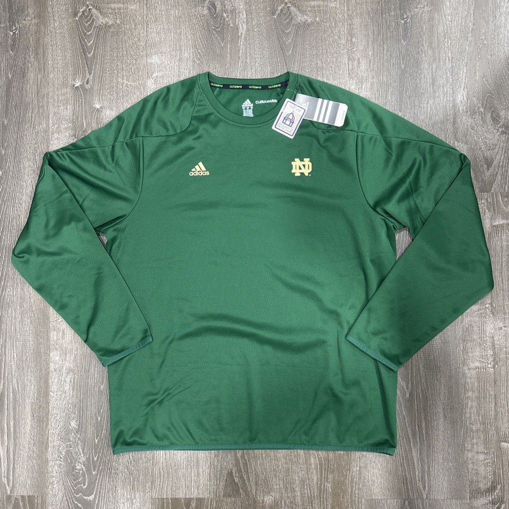 Notre Dame Adidas Clima Warm Pullover Long Sleeve Green Warmup Shirt Men's XL